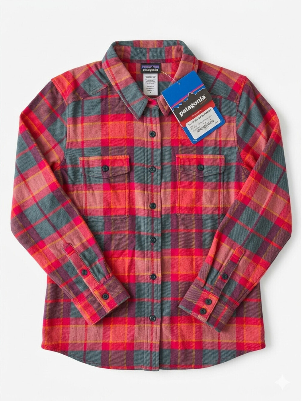NWT Patagonia Women’s L/S Fjord Flannel Shirt Cloud Lifter Shock Pink Size 6
